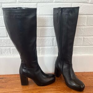 Coach and Four Arno Tall Black Leather Platform Boots 8.5 NIB
